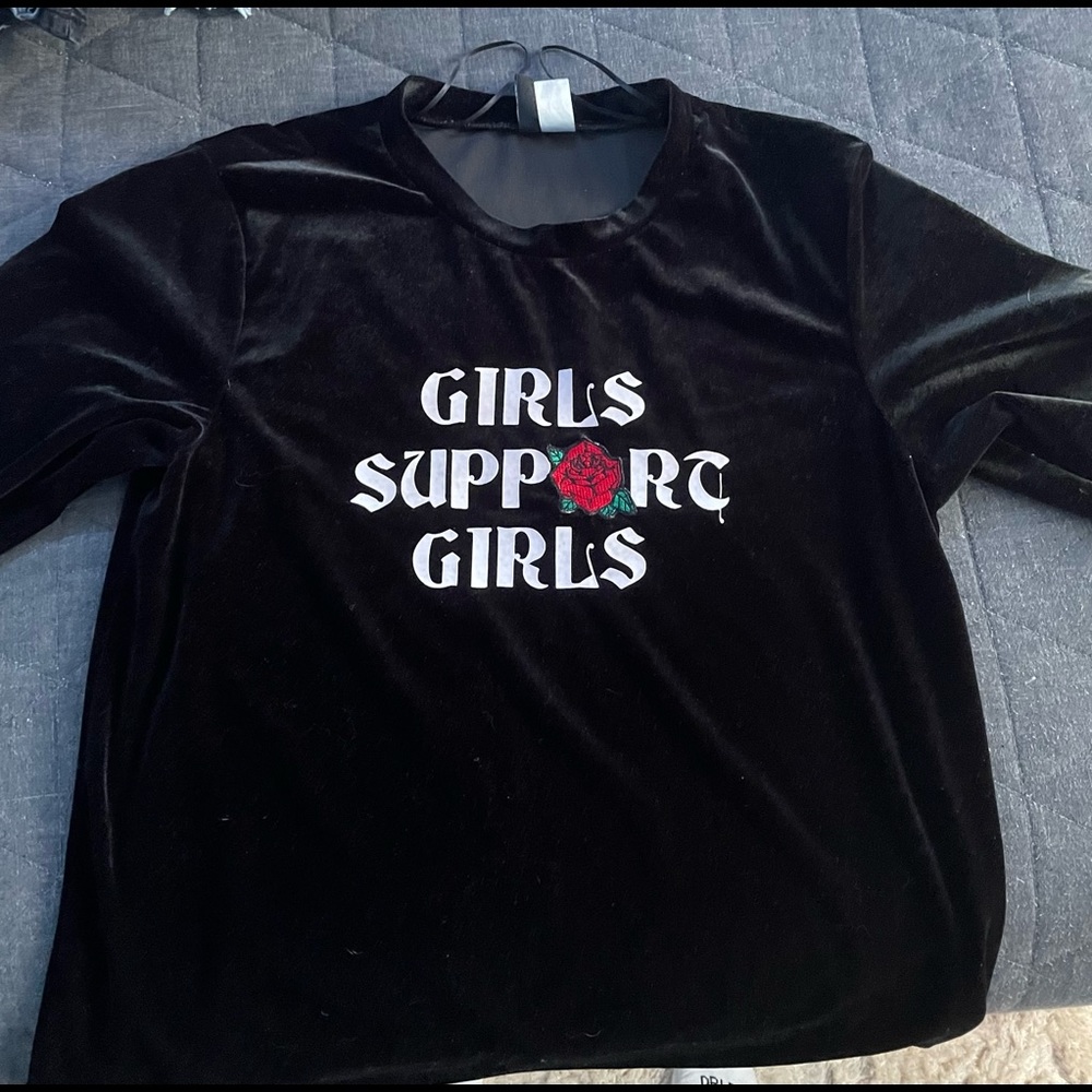 Girls support girls velvet shirt